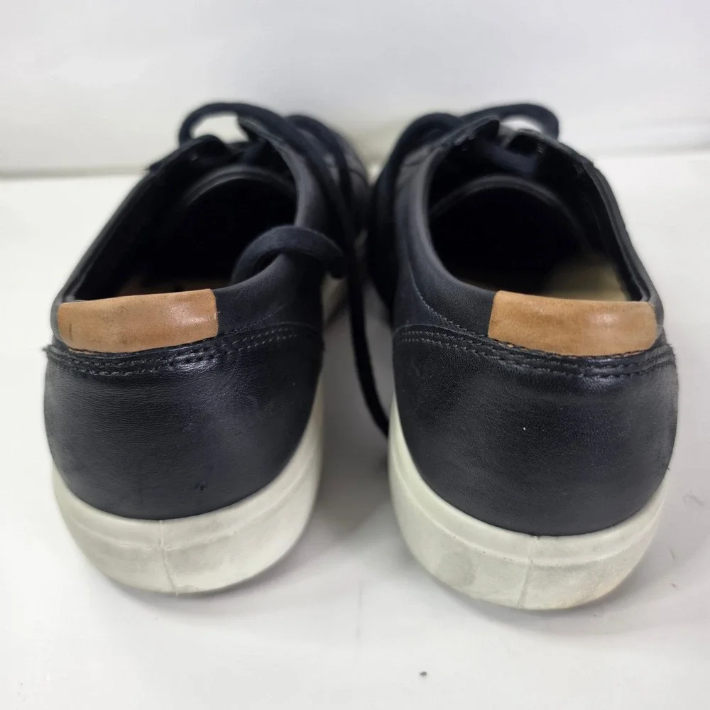 ECCO Soft 7 Mens Black Leather Sneakers Lace Up Comfort Walking Shoes Size 44 10